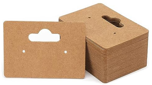 WRIRKN 100 Pièces Cartes de Présentation de Boucles d'oreilles, Cartes d'emballage de Boucles d'oreilles Carton Kraft Carton Boucle d'oreille 5x3.5cm Papier Kraft Carte Étiquettes en Papier Kraft