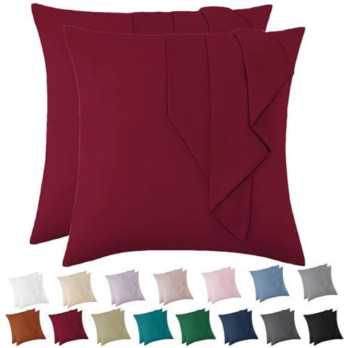 Vielit Kissenbezug 80x80 Rot Weich Kopfkissenbezug 80x80 2er Set Mikrofaser Kissenbezüge 80x80 Pillowcase Deko Kissenhülle Für Kissen 80x80 Öko-Zertifikat Resistent Hypoallergen