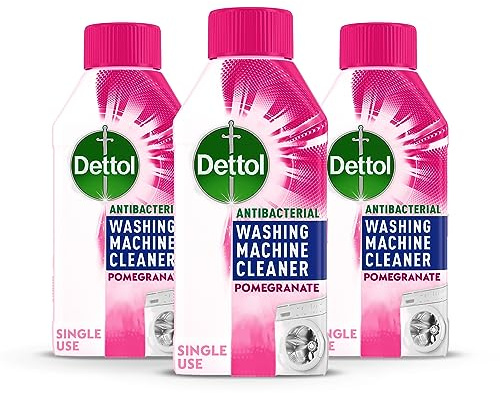 Dettol, Washing Machine Cleaner, Pomegranate, 750ml (250ml x 3pck) Antibacterial, Removes Bacteria, Odours, Limescale and Hidden Dirt, Lasting Freshness, Kills 99.9 Percent of Bacteria