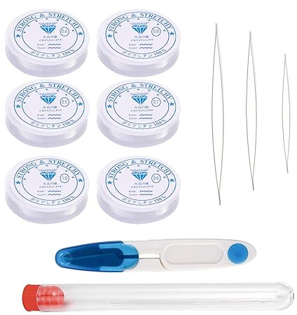 XoeLLe Bobina de Goma Elastica, 11 Piezas Pulseras Set, Cuerda Elástica Transparente Resistente, Cuerdas e Hilos Goma de Cristal para Hacer Pulseras Manualidades y Rosario