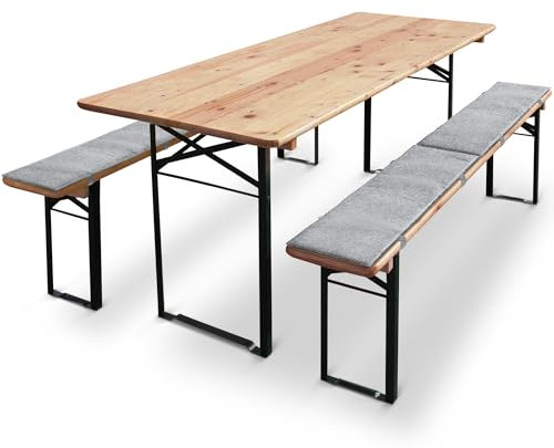 Miqio Design Filz Bierbankauflage - bequem gepolstert - Sitzauflage für Bierzeltgarnitur - Sitzpolster für Bierbänke– 110x25 cm für Kurze und Lange Bänke geeignet - Hellgrau