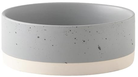 Welloyed Oslo Keramik-Hundenapf – 15,2 cm Hundefutter-Wassernapf für mittelgroße und große Hunde, robuster, rutschfester Hundenapf, moderner Skandi-Stil, Steingut, spülmaschinenfest, 850 ml, Grau