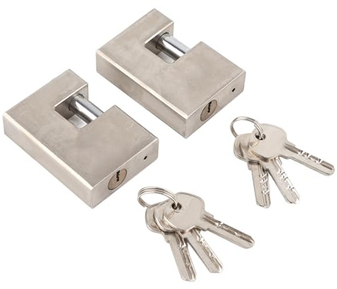 2 Stück Vorhängeschlösser mit 8 Schlüsseln, Monoblock-Vorhängeschloss, Robustes Vorhängeschloss, Kupfer, Rechteckig, D-förmige Monoblock-Schlösser, Wasserdicht, Rostfrei