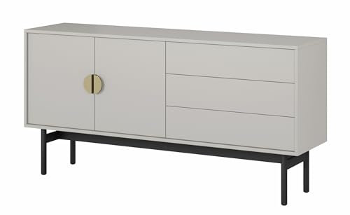 Selsey TV Schrank Board Sideboard Fernsehtisch Fernsehschrank 154 cm Schubladen Türen Graubeige Stoon