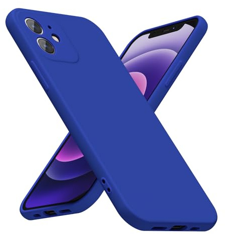 LoeoeL for iPhone 12 Mini Phone Case Silicone, Minimalist Ultra Thin Slim Soft Rubber Gel Solid Color Matte TPU Cute Case for Women Men, Girly Plain Aesthetic Design & Camera Cover, Royal Blue