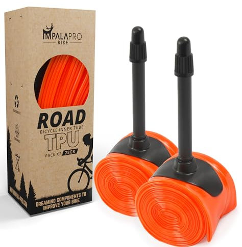 IMPALAPRO - Cámara Bicicleta Carretera 700 x 18-32C Ultraligera 28g 0.2mm válvula Presta 45/65/85mm - Camaras de Aire 700 - Camara Bici Carretera 700 - Camara Bici 700 (2Pcs - Val 65mm)