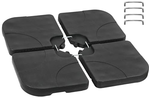 Simple Deluxe 4 Placas de Base para sombrilla de Patio con Bloqueo en U para Agua o Arena, 175 Libras de Capacidad, Cruz Negra