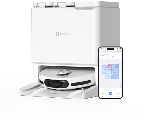 EZVIZ RS20 Pro Robot Aspirapolvere Lavapavimenti Combinato con Funzioni Automatiche di Pulizia, Asciugatura, Ricarica dell'Acqua, 7200 Pa, Navigazione LDS LIDAR & Laser 3D Strutturato, WiFi/Alexa