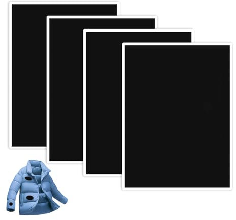4 parches adhesivos negros para reparación de ropa, parches de tela autoadhesivos, parches de reparación sin costuras para chaquetas de plumón, parches modificadores (14,5 x 20 cm)