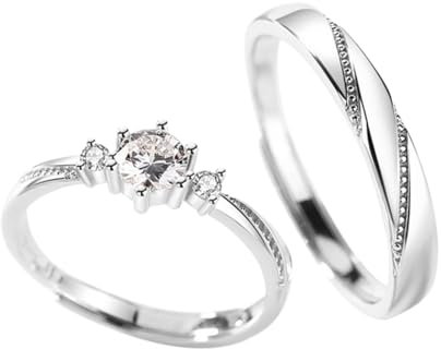 2 Stück Timeless Ring, mit Zirkonia Silber Ringe für Damen Liebesknoten Ringe Finger Federringe Schmuck, Ring für Damen, Ring für Männer, Ehering Hochzeitsband, Schmal Ringe Verlobungsringe