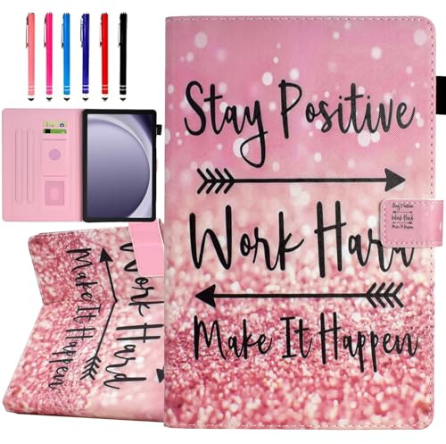 Case for Galaxy Tab A11+ Plus 2026/ A9 Plus 2024 11-Inch, AUSMIX PU Leather Folio Cover Multi-Angle Stand with Auto Wake/Sleep Case for Samsung Galaxy Tab A9 Plus/A9+ Tablet,Pink Gold