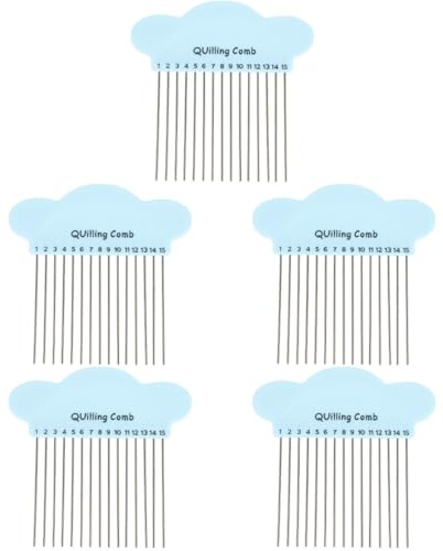 TEHAUX Paper Quilling Comb Tool Quilling Tools and Supplies for DIY Craft Projects Portable Paper Rolling Comb for Beginners Cartoon Design 5 Pack 3.93 X 3.93 X 1.96 in