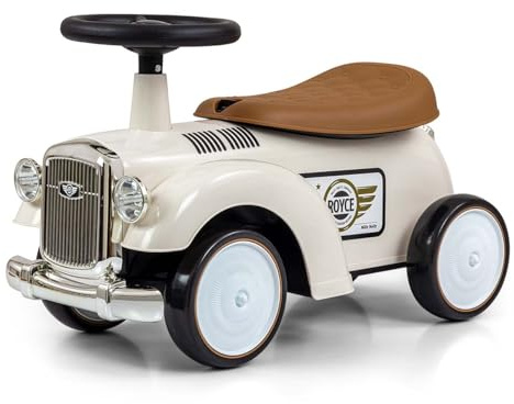 Vintage-Fahrzeug Royce von Milly Mally - Retro Rutschauto mit Hupe, Stauraum und Eva-Rädern für Kinder ab 12 Monaten (Weiß)