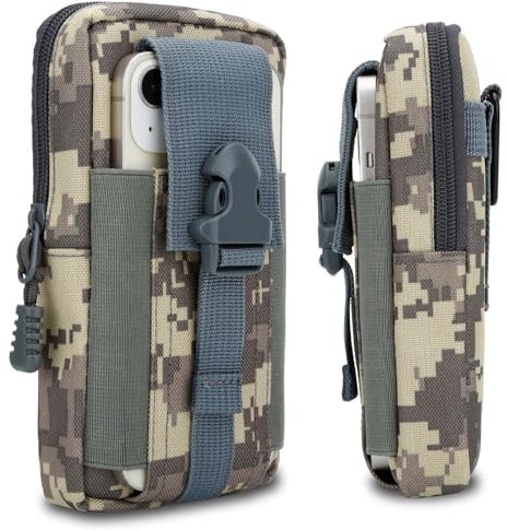 cadorabo Sac Tactique pour téléphone Portable en Camouflage Bleu -Sac Molle-EDC Compatible avec Blackberry Passport Silver Edition avec bandoulière - Sac Militaire de Ceinture Max. 6.7 Pouces
