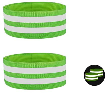 Sufune Lot de 2 Bandes réfléchissantes, Pinces à Pantalon, pour vélo, Bande réfléchissante, Protection de Pantalon, avec Bandes réfléchissantes puissantes, pour Cyclisme, Jogging (Vert)