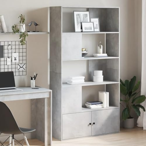 NQJIBUE Libreria Libreria Grigio Cemento 100x36x189 cm Librerie & Scaffali in Legno Ingegnerizzato