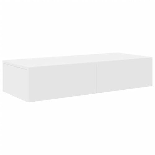 vidaXL Wandregal Mit Schubladen Weiß 80x33x17 cm Holzwerkstoff, Wandschrank, Schweberegal, Wandablage