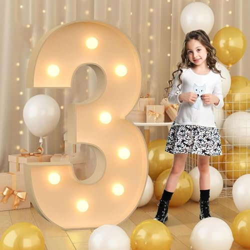 WhAeoy LED Letter Lights, Sign Marquee Letter Lights, Sign 26 Alphabet / 10 Number, Large LED Marquee Letter Lights, Height: 70 Cm, for Wedding, Birthday, Holiday, Symbolic,70cm,3
