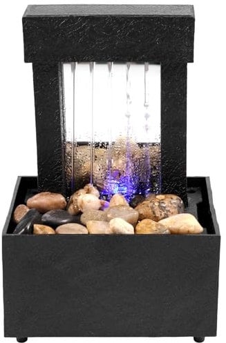 Foppla Fontaine de table, fontaine à eau d'intérieur pour la maison, le bureau, la maison, la méditation, fontaine de relaxation sonore pour table, bureau, maison, chambre à coucher (cascade miroir)