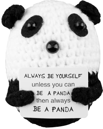 Bojueshaw Mini Cute Positive Panda,Funny Positive Crochet Gift,Emotional Support Gifts,Knitted Positive Panda Doll for Birthday Friends Party Kids Adults Friend
