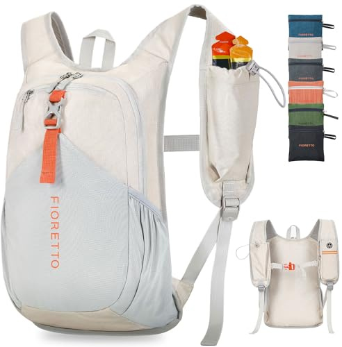 FIORETTO 15L Hiking Backpack for Men Women Lightweight Foldable Small Daypack for Travel Camping Outdoor, Beige