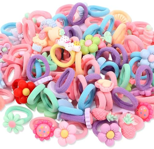 NOPVUFA 100 Pezzi Elastici Capelli Bambina, Elastici per Capelli, Codini per Capelli Bambina, Elastici Colorati per Capelli Senza Cuciture per Bambine Ragazze Neonati