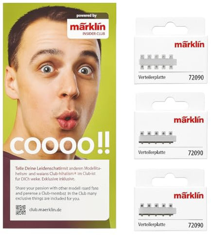 Märklin 72090 Verteilerplatten-Set – Zubehör für Modellbahnen H0 Z Trix – 8-Fach Steckverbindung für Kabel und Stecker – inkl. Club-Broschüre Miniatur Zubehör
