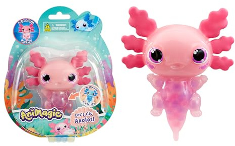 Bizak Animagic Axolotl 64550393-2 Animal de Compagnie électronique et Lumineux Rose + 4 Ans Jeu sensoriel et expérience Tactile, Corps Extensible, Flotte et Brille dans l'eau