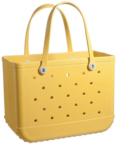 FUIERI Gummi-Einkaufstasche, Strandtasche, Eva-Einkaufstasche Aus Gummi, waschbare Gummi-Einkaufstasche mit Löchern, Outdoor-Reisetaschen, Stilvolle Damenhandtasche, 38 * 13 * 32cm(Yellow)