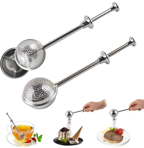 2 Piezas Colador de Té para Té Suelto, Shyllin Infusor de Te de Bolas de Acero Inoxidable, Colador de Té de Mango Largo, Pinzas de Malla Fina, para Hojas Sueltas, Especias, Hierbas y Condimentos