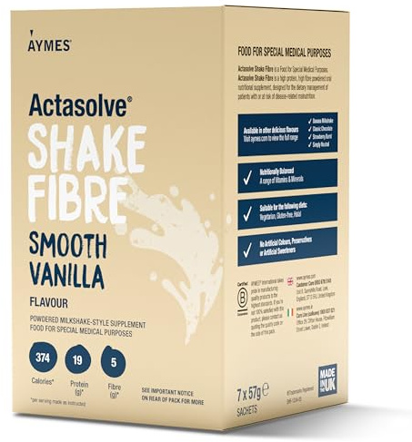 AYMES Actasolve Shake Fibre - Smooth Vanilla - 42 Servings | High Protein Powder with 5g Fibre, Milkshake-Style, Gluten Free, Vegetarian, Halal & Kosher