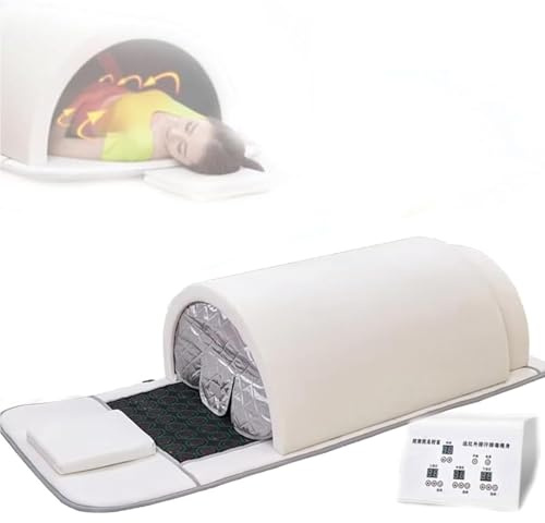 ZenSeFarin Far Infrared Sauna Dome, 360 Degree Complete Coverage Personal Sauna Capsule with Pillow, Extra Large Professional Sauna with Infrared Mat with Tourmaline and Germanium Stones White