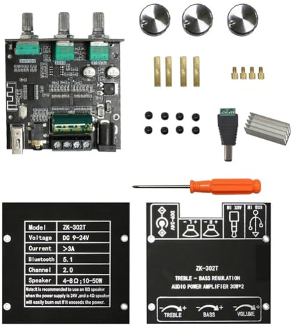 Fangxuee -302T Bluetooth Digital Power Module 2.0 Stereo Dual Mercy 30W+30W Bluetooth 5.1 Audio Power Amplifier