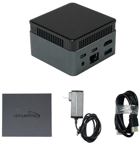 youyeetoo BY53 Mini PC, Intel N150 CPU - up to 3.6GHz, 12GB LPDDR5 4800MHz RAM, 0GB - 512GB M.2 NVME SSD, Mini Gaming PC, with USB-C DP, HDMI 2.0 4K, for Office/HTPC (BY53(12GB+512GB SATA SSD))