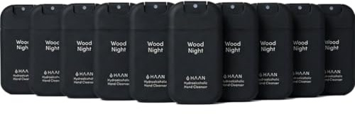 HAAN Feuchtigkeitsspendendes Handspray mit Aloe Vera (10 Stück) – 10 Stück pro Duft: Wood Night – Spray 30 ml