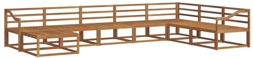 vidaXL Outdoor-Sofagarnitur 8 pcs Natur Massivholz Akazie, Akazienholz Outdoor Sofa Set, modernes Ecksofa, langlebige Gartenmöbel, Terrassensitz, Lounge für den Hinterhof, Latten-Rücken-Design