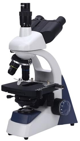 AUNMAS Microscope Biologique Microscope Trinoculaire en Alliage d'aluminium 40X à 1600X Lumière LED Scène Mécanique Mise au Point Réglable pour la Recherche en éducation Étude Biologique