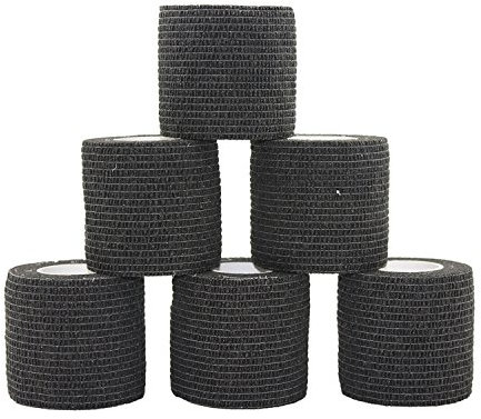 STpro Selbstklebender Verband Tape Fixierverband Selbsthaftende Bandage Tape Haftbandage 5cm x 6 Stück Schwarz Cohesive Bandagen Pferd Selbstklebende Binden Verband Elastischer Verbände Kohäsiv