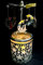 Pyramide/Rondell Silber Teelichtglas im Geschenkkarton Set inkl. Glitzerstern (Mond mit Katze)