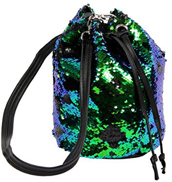 Alsino Glitzer Turnbeutel Sportbeutel Glitter Beutel für Mädchen 18 cm Uni Farben Wende Pailletten, Variante wählen:BEU-03 blau lila