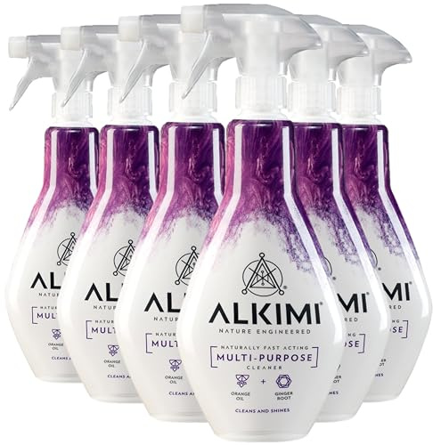 ALKIMI Multi-Surface Cleaning Spray, Pack of 6 – Powerful Cleaning, No Harsh Chemicals, with Natural Orange Oil and Ginger Root