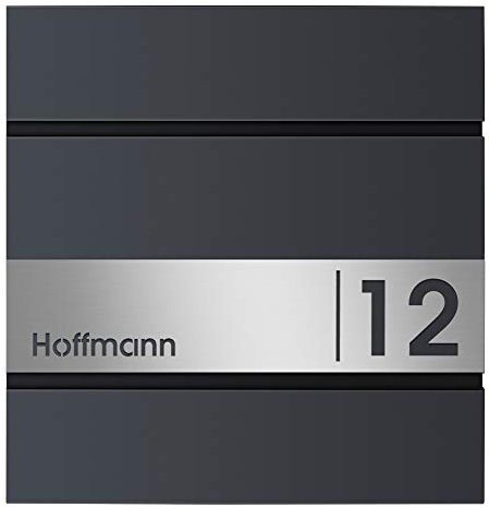 Frabox Briefkasten anthrazit (RAL 7016) - mit Zeitungsfach, Hausnummer, Name - Edelstahl graviert - rostfrei DIN A4 - Made in Germany -