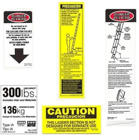 Werner 300 LB Fiberglass Extension Ladder Label Kits (Pack of 6)