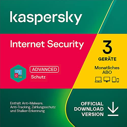 Kaspersky Internet Security 2023 | 3 Geräte | Monatliches Abo | Windows/Mac/Android | Aktivierungscode per Email