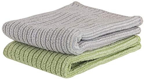 MACOSA SP1121 2er Set hochwertige Spül-& Poliertücher | Mikrofaser | versch. Farben | Putztuch| Reinigungstuch | Spül-Tuch | saugstark & waschbar (Beige/Grün)