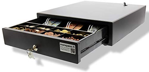 Monepass France CD145e - Tiroir-caisse Automatique pour utilisation modérée (33,5 x 37 cm) - 3 compartiments billets / 8 monnaies