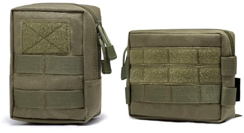 Azarxis 2 TLG Taktische Hüfttasche Molle Tasche Kompakt und leicht Multifunktional Bauchtasche für Camping Reisen Wandern (Armeegrün - 1)