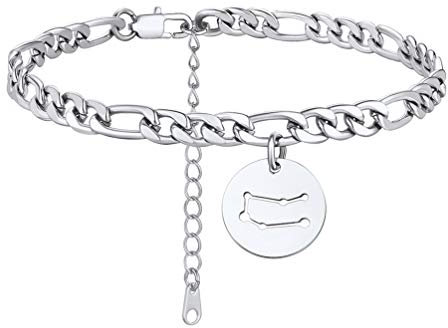 PROSTEEL Fußkettchen mit Charms, Sternzeichen Zwillinge Knöchel Armband mit 22cm Edelstahl Figarokette Schlichte Damen Mädchen Fußkette Fußschmuck Accessoire für Sommer Strand Urlaub