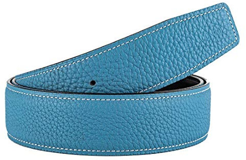 Vatee's Damen/Herren Echtleder-Ersatz-Gürtelriemen ohne Schnalle 38mm breit 125cm lang Hellblau