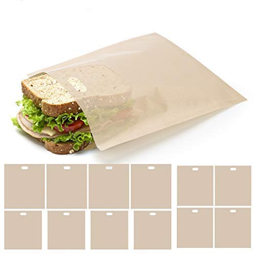 Aspiree Ahier Toaster Bags, 12 Pack Nonstick Toast Bags for Heat Resistant, 3 Sizes Sandwich Toaster Bags Oven Bags for Toast Cheese Sandwiches, Pizza